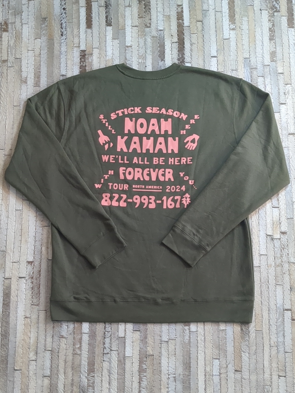 Noah Kahn Men's 2XL 2024 North America Official Merch Green Crewneck Sweatshirt - Picture 2 of 6